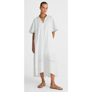 Madewell | NWT Poplin Splitneck Midi Shirtdress White Relaxed Fit | Sz S